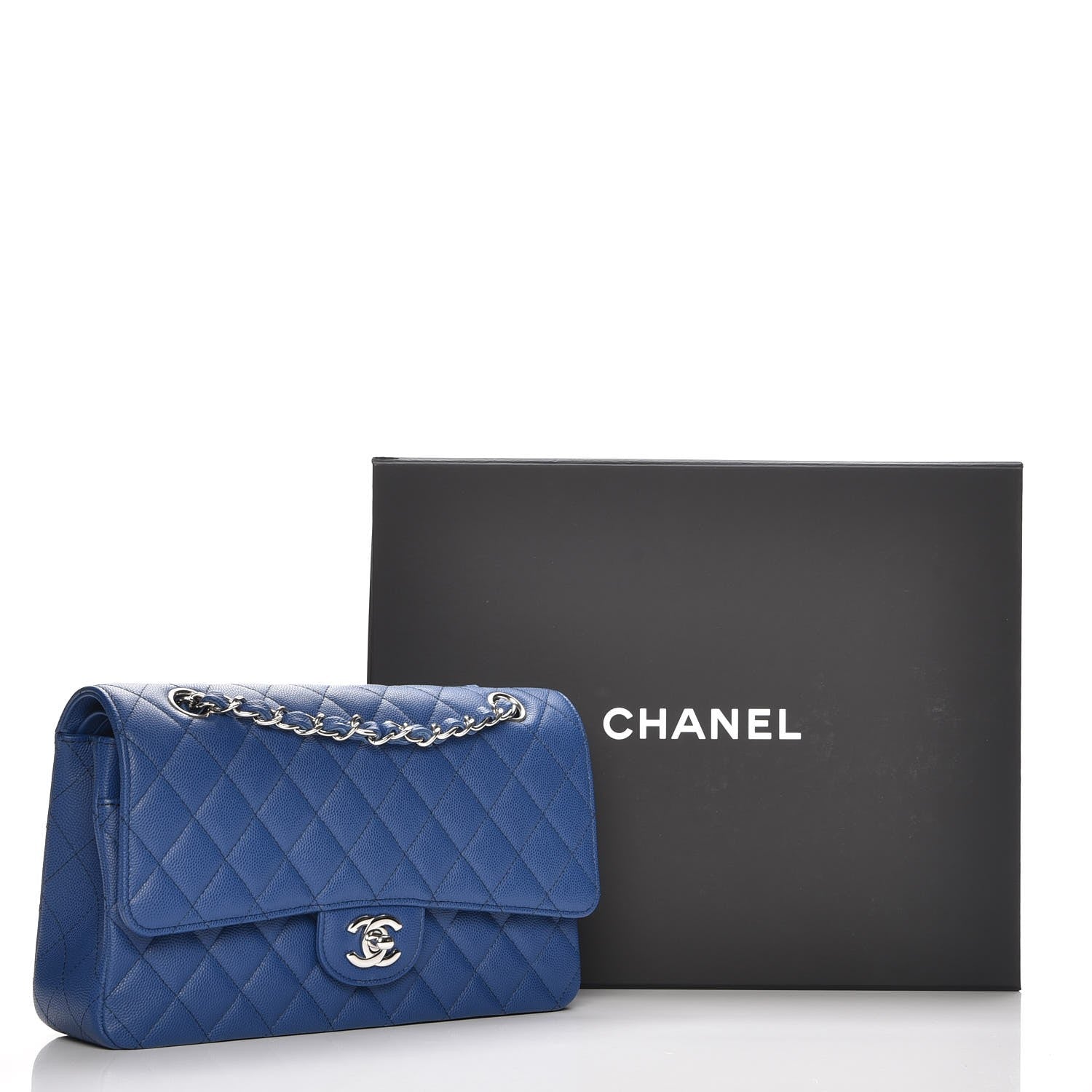 Chanel Caviar Quilted Medium Double Flap Dark Blue 9 of 9