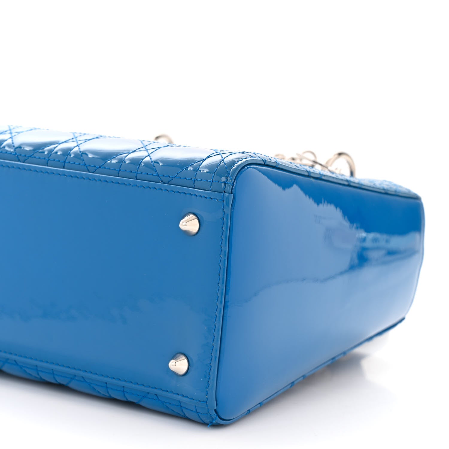 Christian Dior Patent Cannage Medium Lady Dior Blue 10 of 11