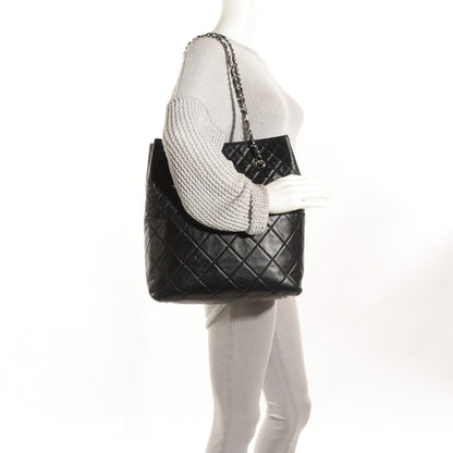 Chanel Calfskin Quilted In the Business North South Tote Black 2 of 7