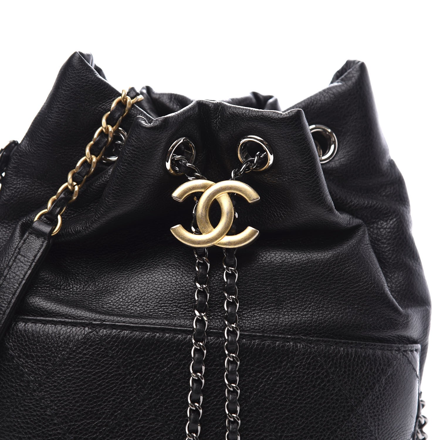 Chanel Calfskin Quilted Small Gabrielle Bucket Black 9 of 10