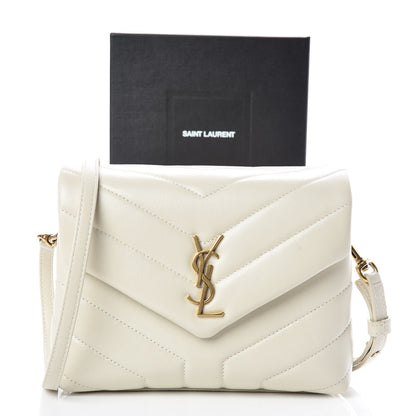 Saint Laurent Calfskin Y Quilted Monogram Toy Loulou Crossbody Bag Crema Soft 8 of 8