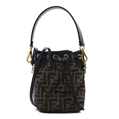 Fendi Silk Vitello King FF 1974 Quilted Mini Mon Tresor Bucket Bag Tobacco Moro 1 of 9
