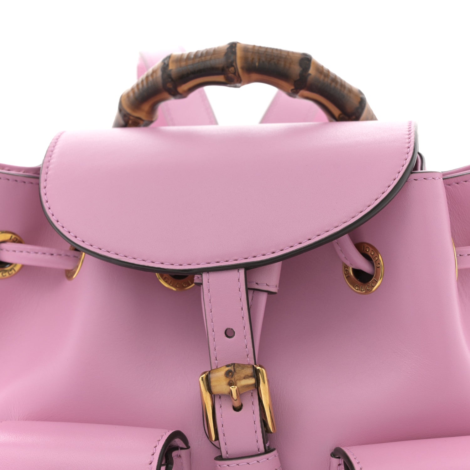 gucci mini backpack pink Gucci Calfskin Bamboo Backpack Glossy Pink 1765001 – FASHIONPHILE