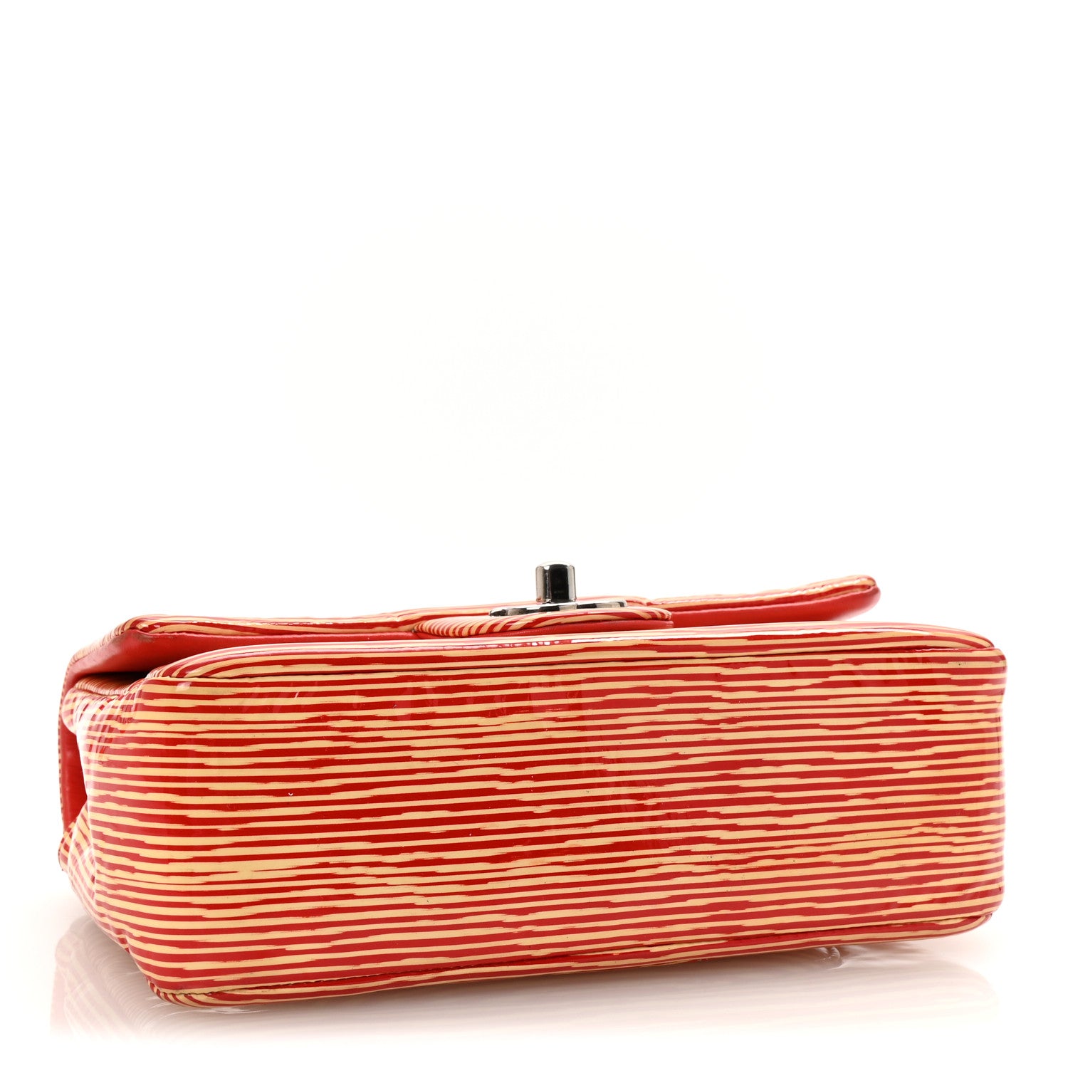 Chanel Patent Calfskin Striped Mini Rectangular Flap Red 4 of 10