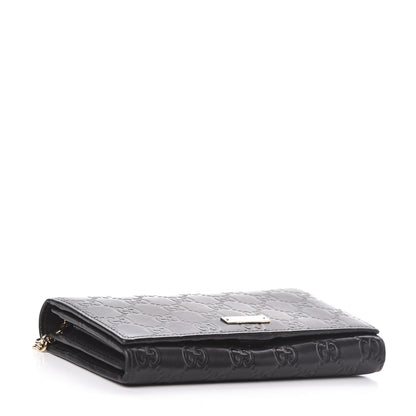 Gucci Guccissima Margaux Calfskin Metal Bar Chain Wallet Black 4 of 12
