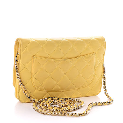 Chanel Lambskin Quilted Wallet on Chain WOC Yellow 3 of 11