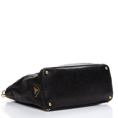 Prada Glace Calf Studded Tote Nero Black 6 of 10