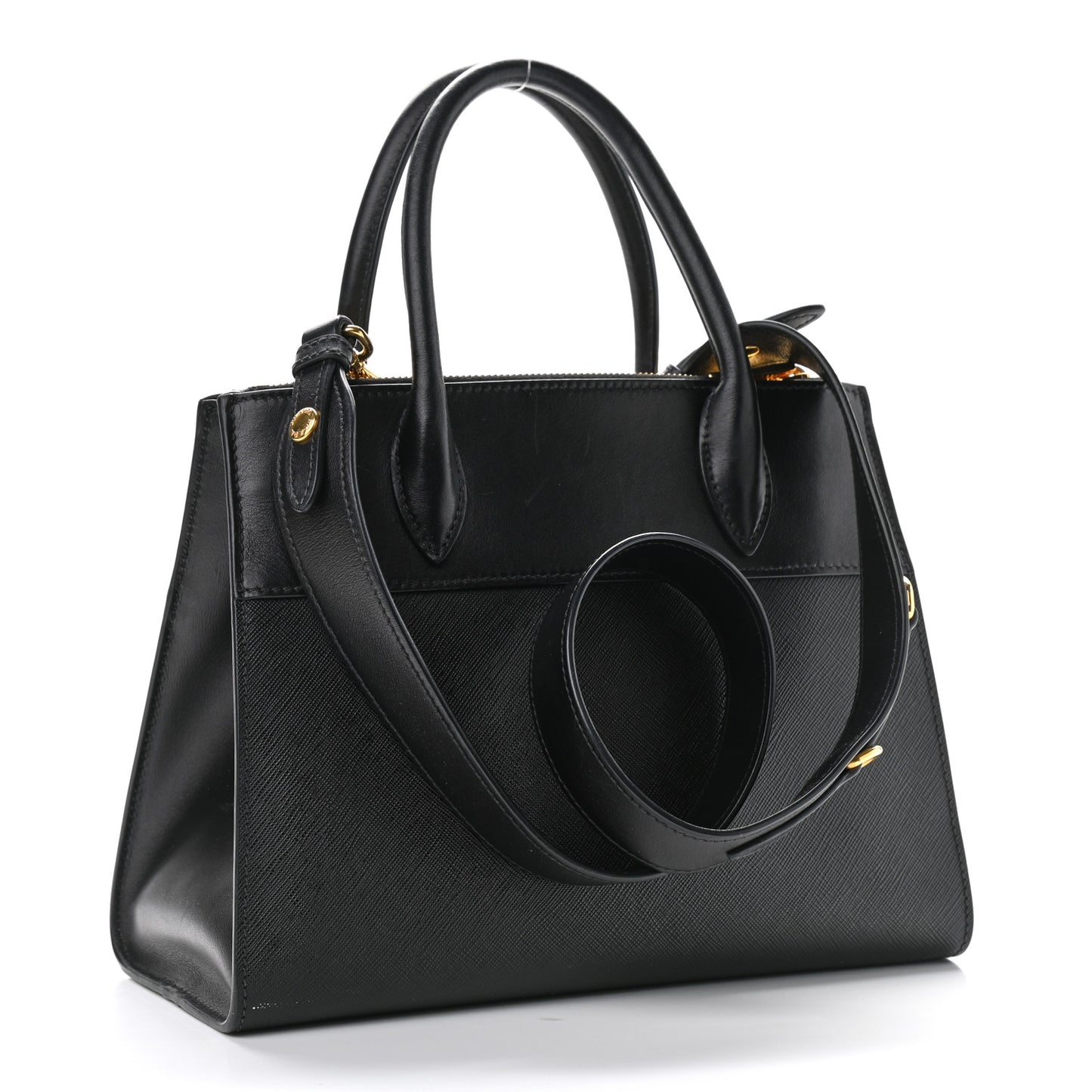 Saffiano City Calfskin Small Esplanade Tote Black