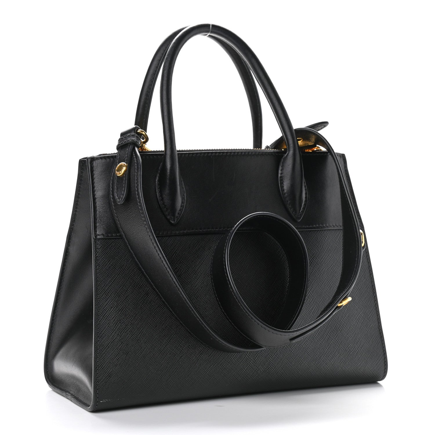 Prada Saffiano City Calfskin Small Esplanade Tote Black 3 of 13