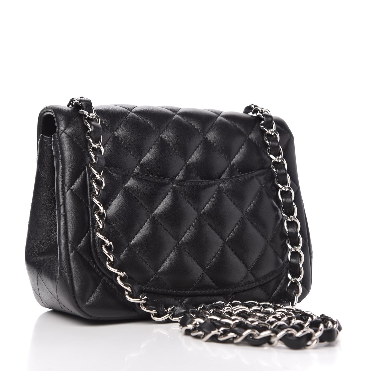 Lambskin Quilted Mini Square Flap Black