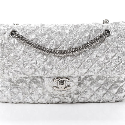 Chanel Metallic Lame Quilted Small Double Flap Silver 7 of 12