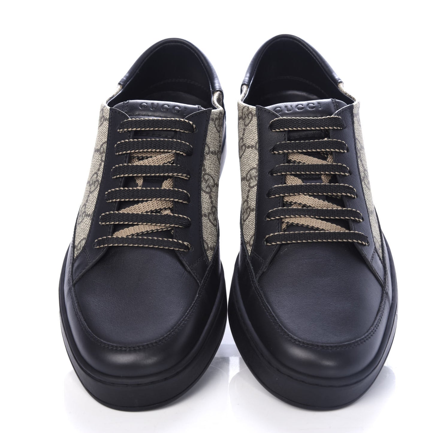 GG Supreme Monogram Mens Low Top Sneakers 9 Black Beige Ebony