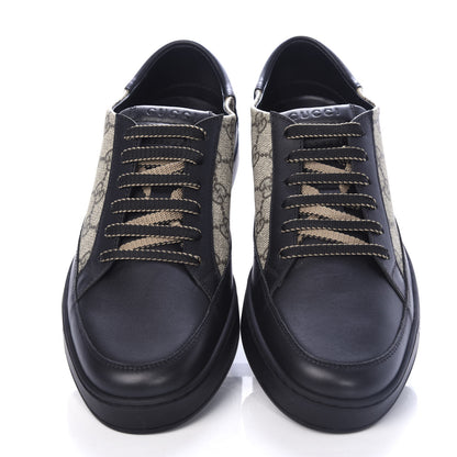 Gucci GG Supreme Monogram Mens Low Top Sneakers 9 Black Beige Ebony 5 of 11