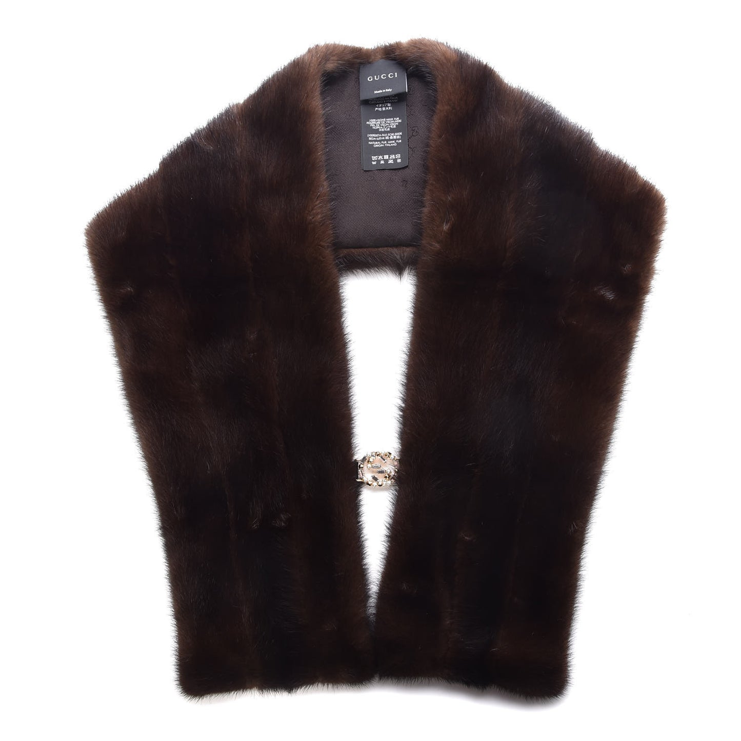 Mink Fur Monogram Shawl Scarf Dark Brown
