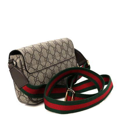 Gucci GG Supreme Monogram Textured Dollar Calfskin Web Mini Ophidia Envelope Shoulder Bag Beige Ebony New Acero 3 of 11