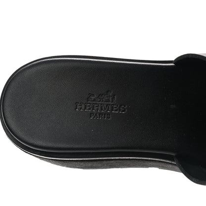 Hermes Calfskin Suede Eze 30 Sandals 37 Black 7 of 9