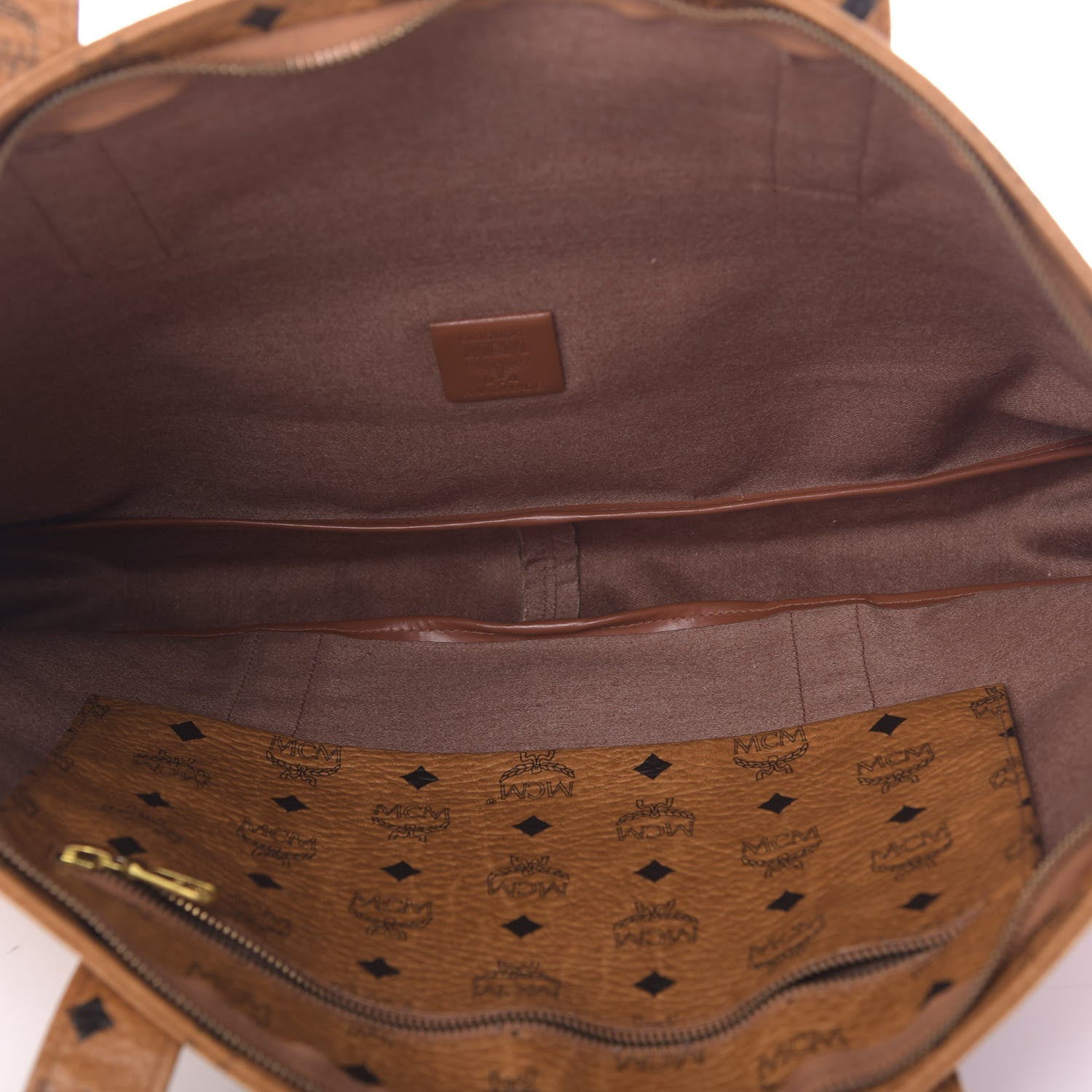 MCM Visetos Shopper Tote Cognac 5 of 9