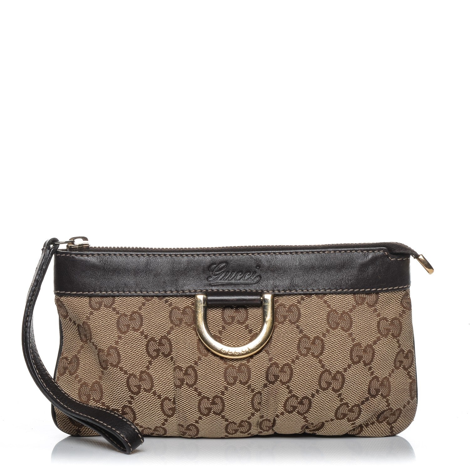 Gucci Monogram D Ring Wristlet Dark Brown 1 of 16