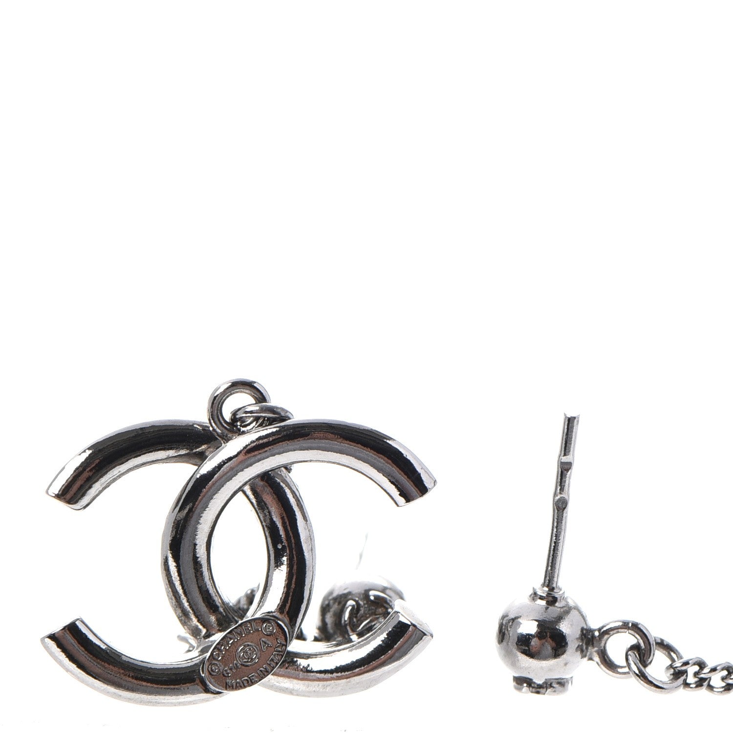 Chanel CC Dangle Earrings Silver 6 of 7