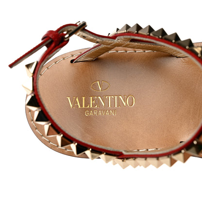 Valentino Garavani Calfskin Rockstud T-Strap Flat Thong Slingback Sandals 36 Rosso 6 of 8
