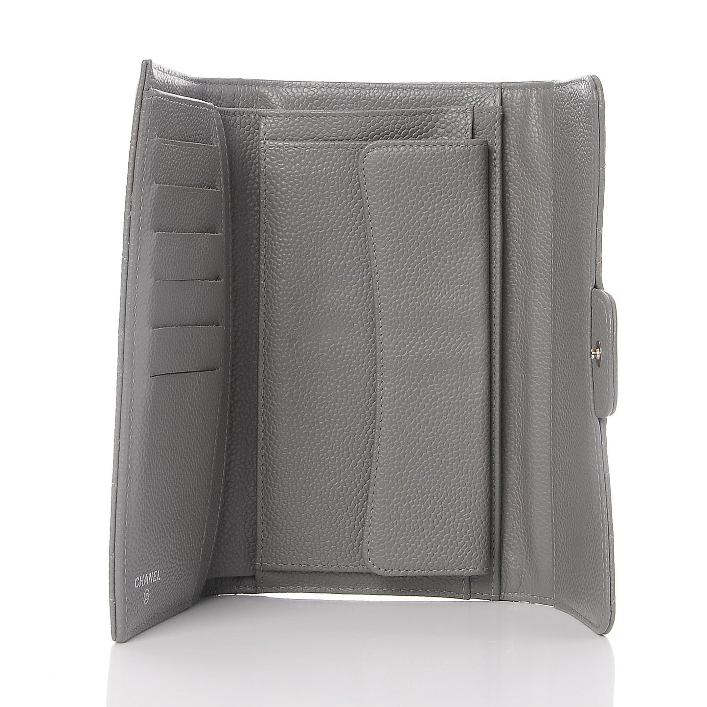 Caviar Quilted Large Flap Wallet Grey