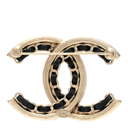 Chanel Lambskin Crystal CC Chain Brooch Black Gold 3 of 4