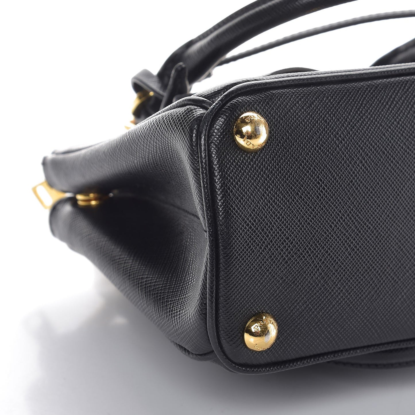 Saffiano Lux Mini Galleria Double Zip Tote Black