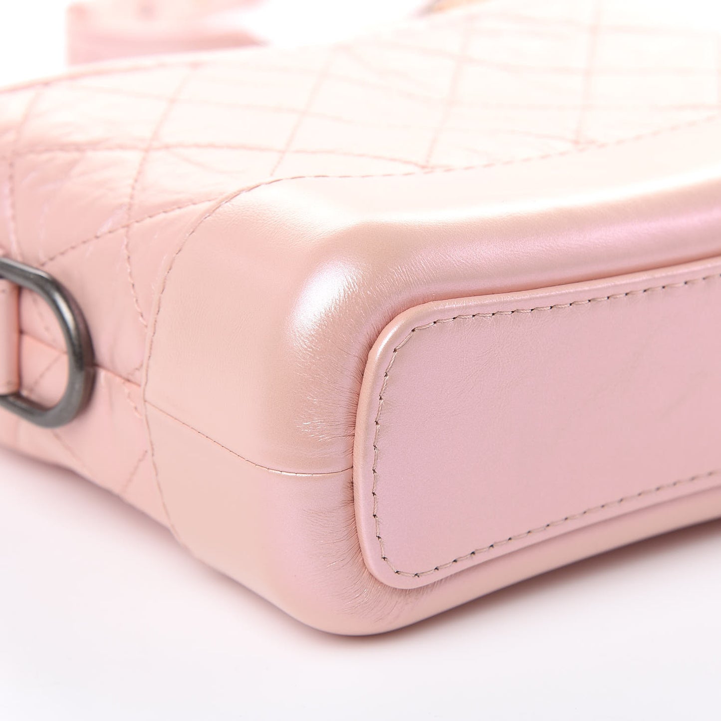 Iridescent Aged Calfskin Quilted Small Gabrielle Hobo Light Pink