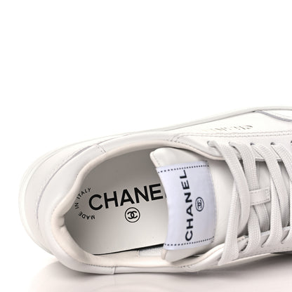 Chanel Calfskin Womens CC Logo Sneakers 37.5 White 6 of 8