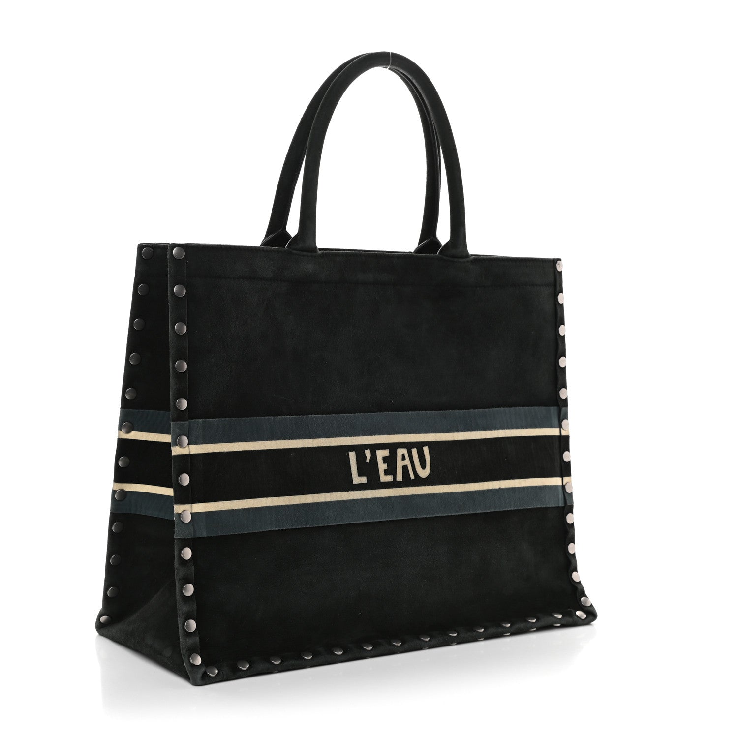 Christian Dior Suede Large Sea Book Tote Black 3 of 9