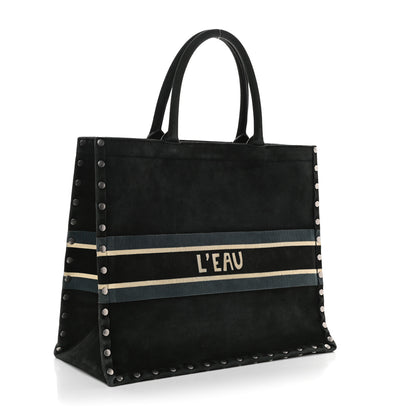 Christian Dior Suede Large Sea Book Tote Black 3 of 9