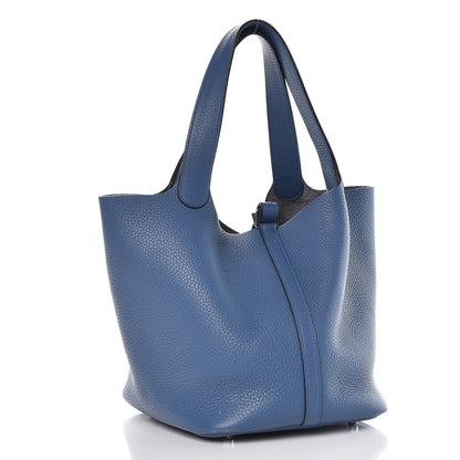 Hermes Taurillon Clemence Picotin Lock 22 MM Bleu Agate 3 of 12