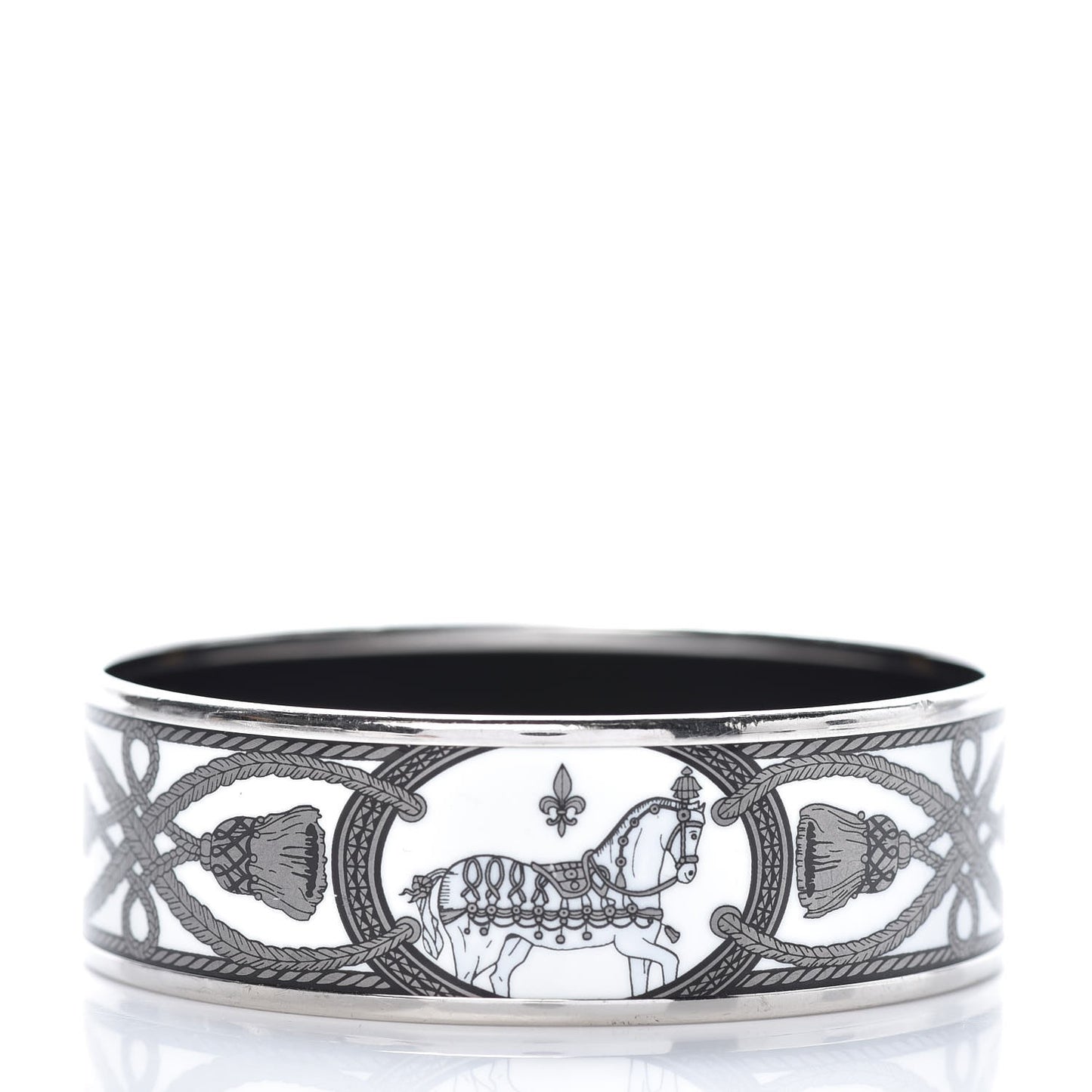 Enamel Printed Wide Grand Apparat Bracelet 65 White