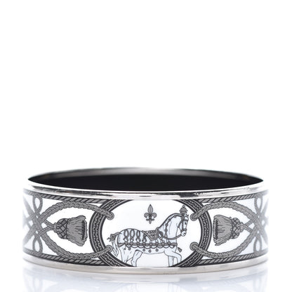 Hermes Enamel Printed Wide Grand Apparat Bracelet 65 White 3 of 6