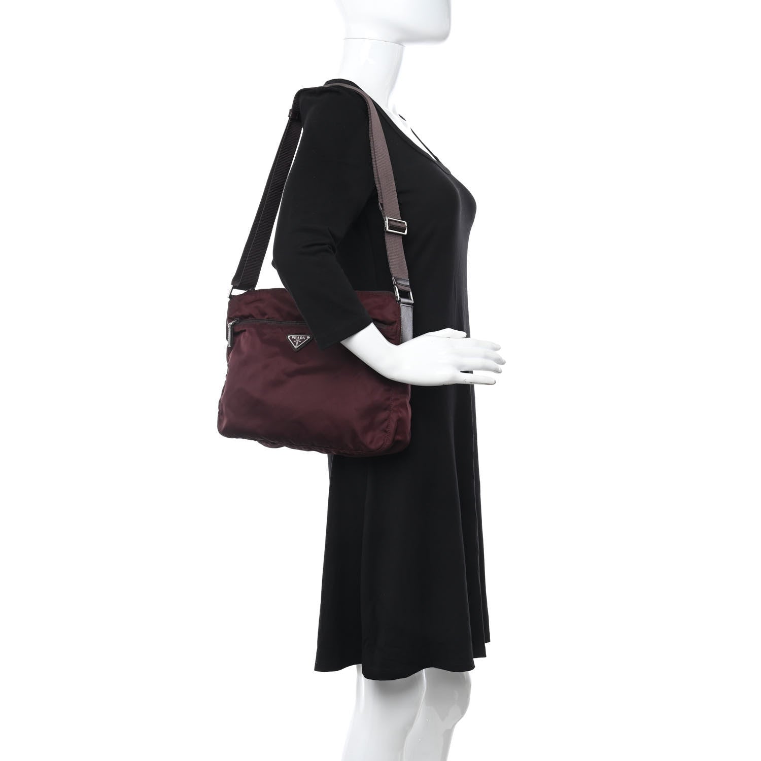Prada Nylon Vela Messenger Bag Bordeaux 2 of 10