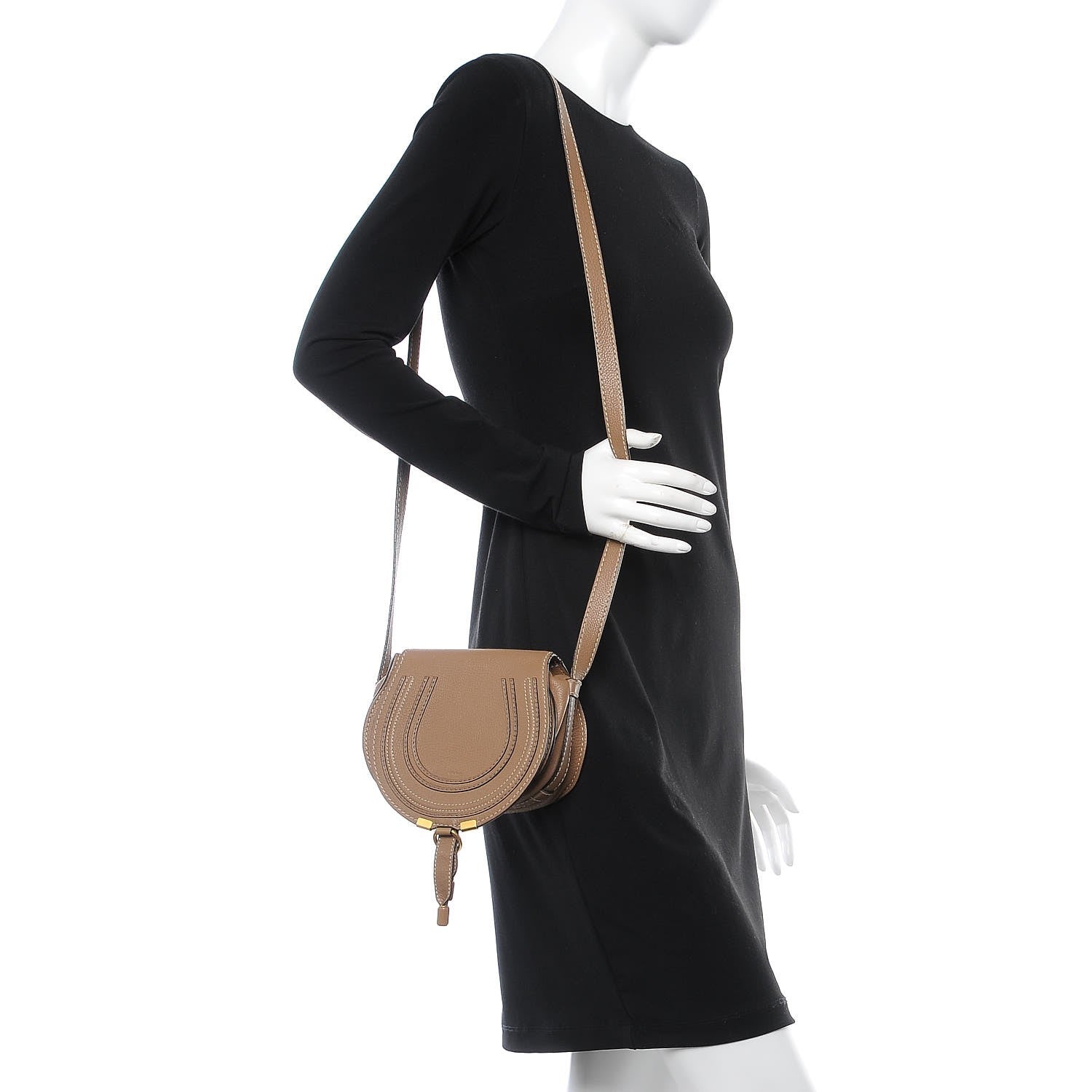 Chloe Calfskin Mini Marcie Round Crossbody Bag Nut 2 of 9