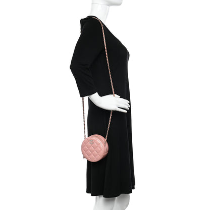 Chanel Iridescent Caviar Resin Quilted Round Clutch With Chain Pink 2 of 10
