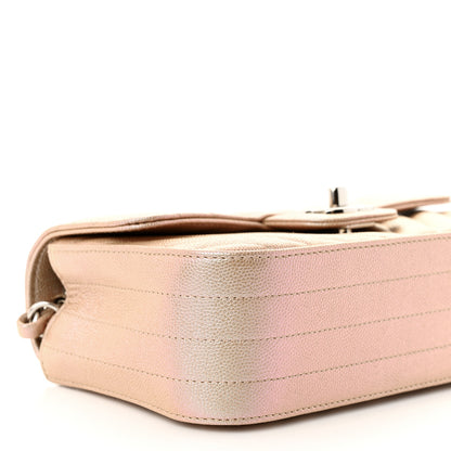 Chanel Iridescent Caviar Chevron Quilted Mini Rectangular Flap Light Gold 9 of 11