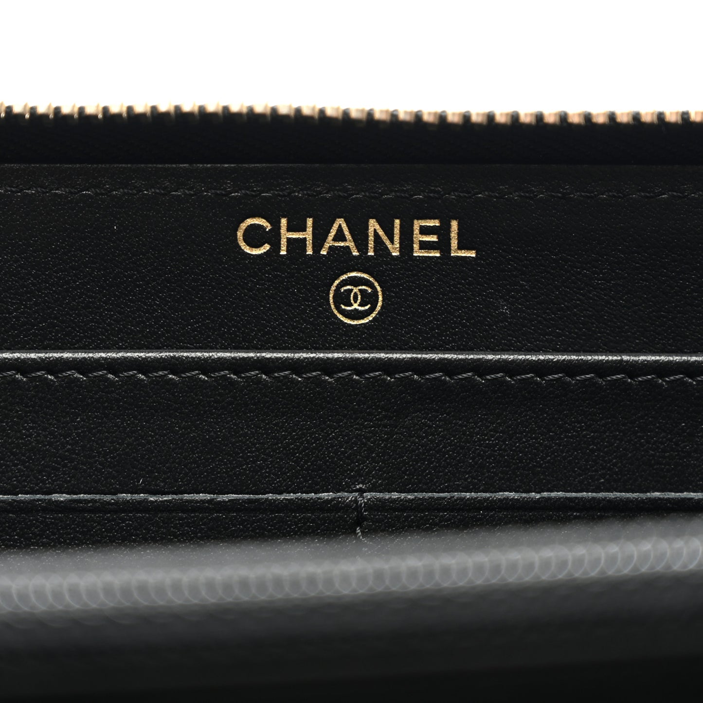 Caviar Quilted Filigree Zip Around Wallet Navy Black