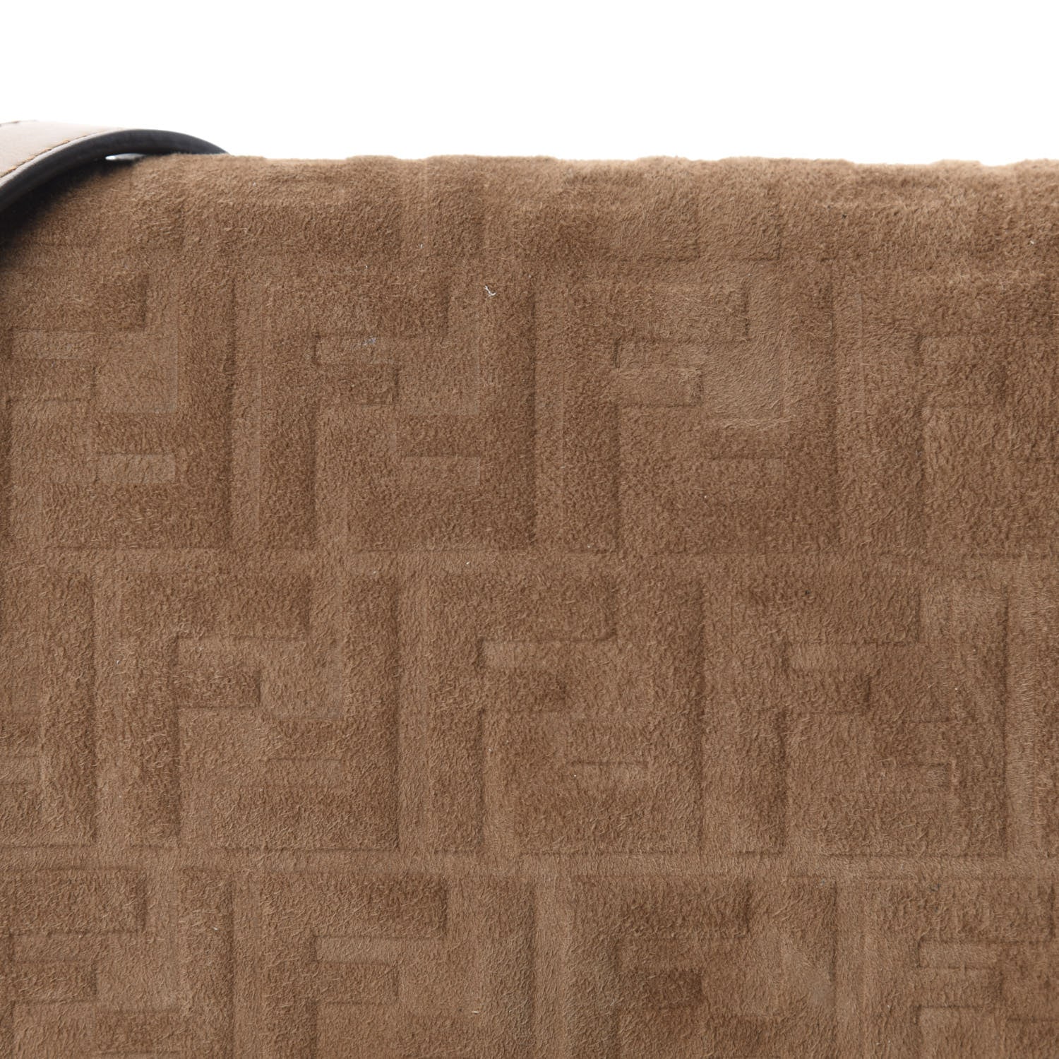 Fendi Vitello Grace Suede FF 1974 Embossed Mini Expandable Flap Bag Sand Sughero 10 of 11