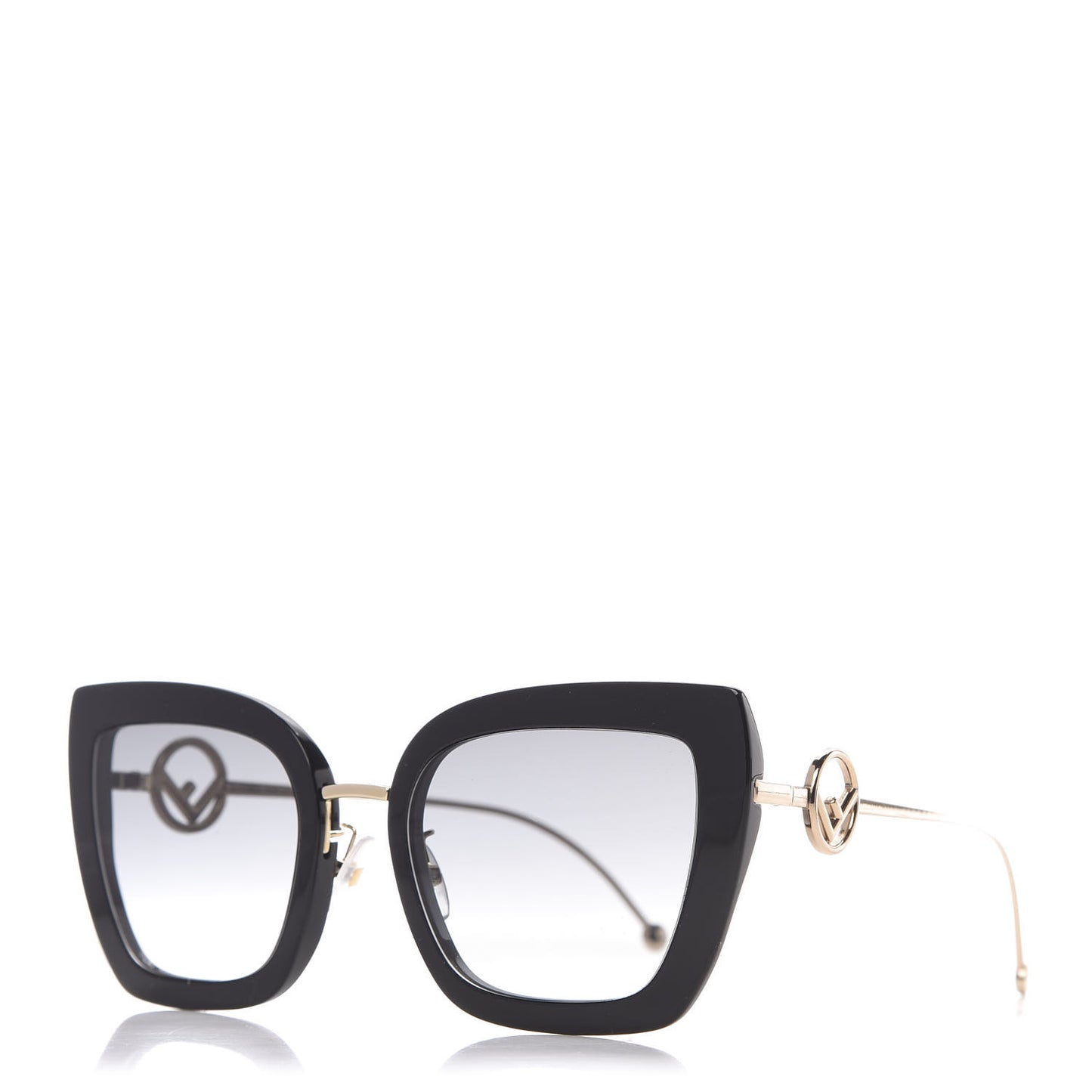 Acetate Metal F is Fendi Square Cat Eye Sunglasses FF 0424/F/S Black