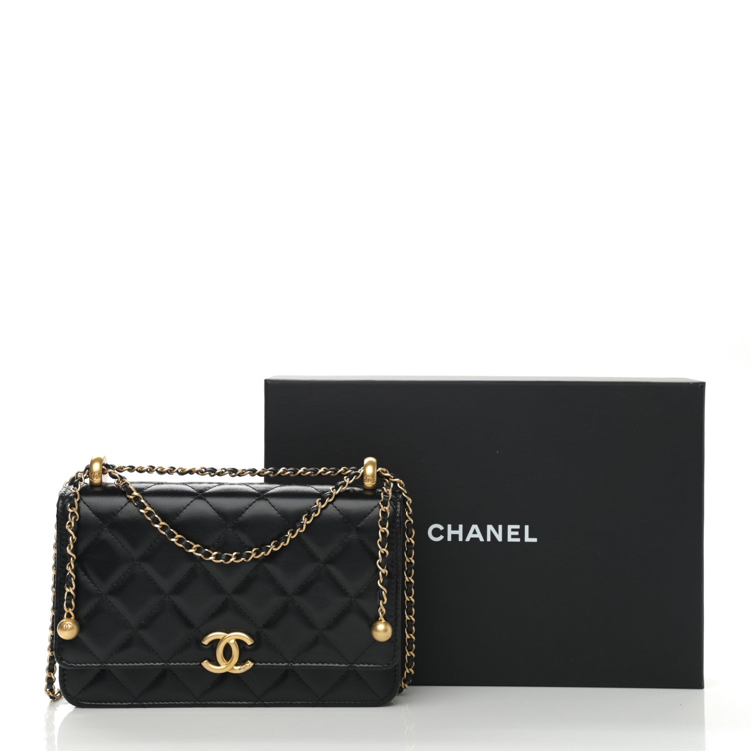 Chanel Calfskin Quilted Perfect Fit Wallet On Chain WOC Black 12 of 12