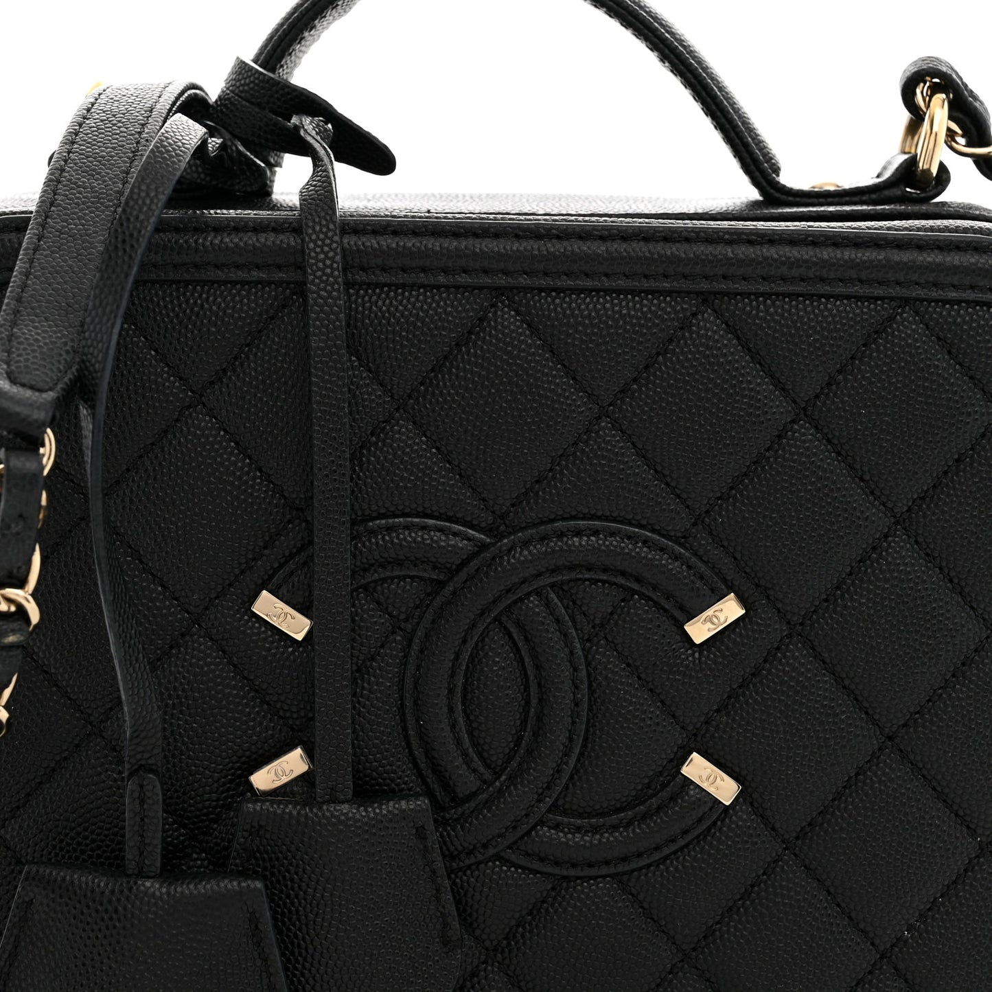 Caviar Quilted Medium CC Filigree Vanity Case Black
