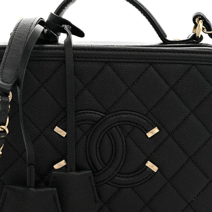 Chanel Caviar Quilted Medium CC Filigree Vanity Case Black 8 of 11