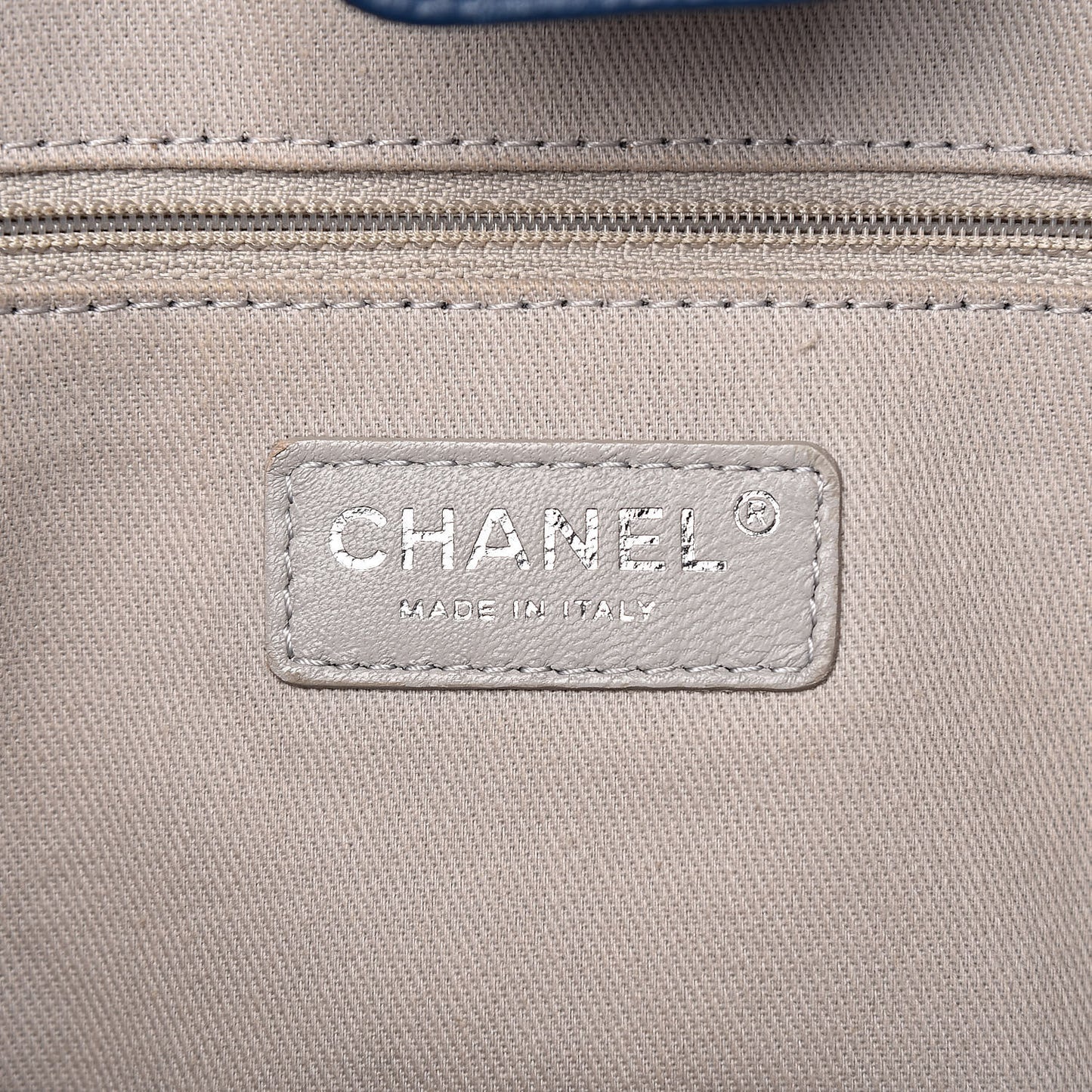 Glazed Calfskin Small Deauville Tote Blue