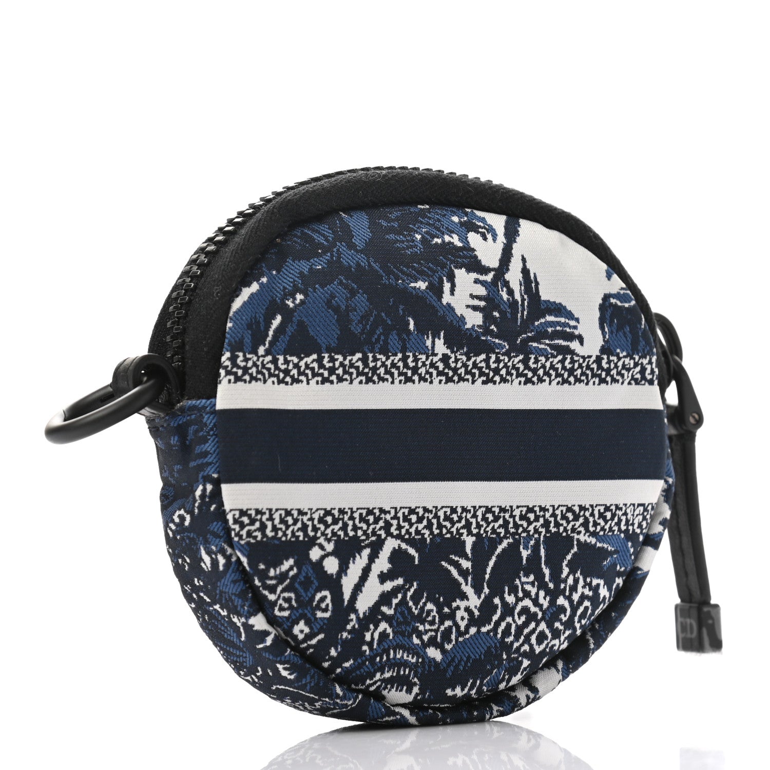 Christian Dior Technical Fabric Embroidered Toile De Jouy DiorTravel Round Coin Purse Blue 3 of 7