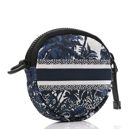 Christian Dior Technical Fabric Embroidered Toile De Jouy DiorTravel Round Coin Purse Blue 3 of 7