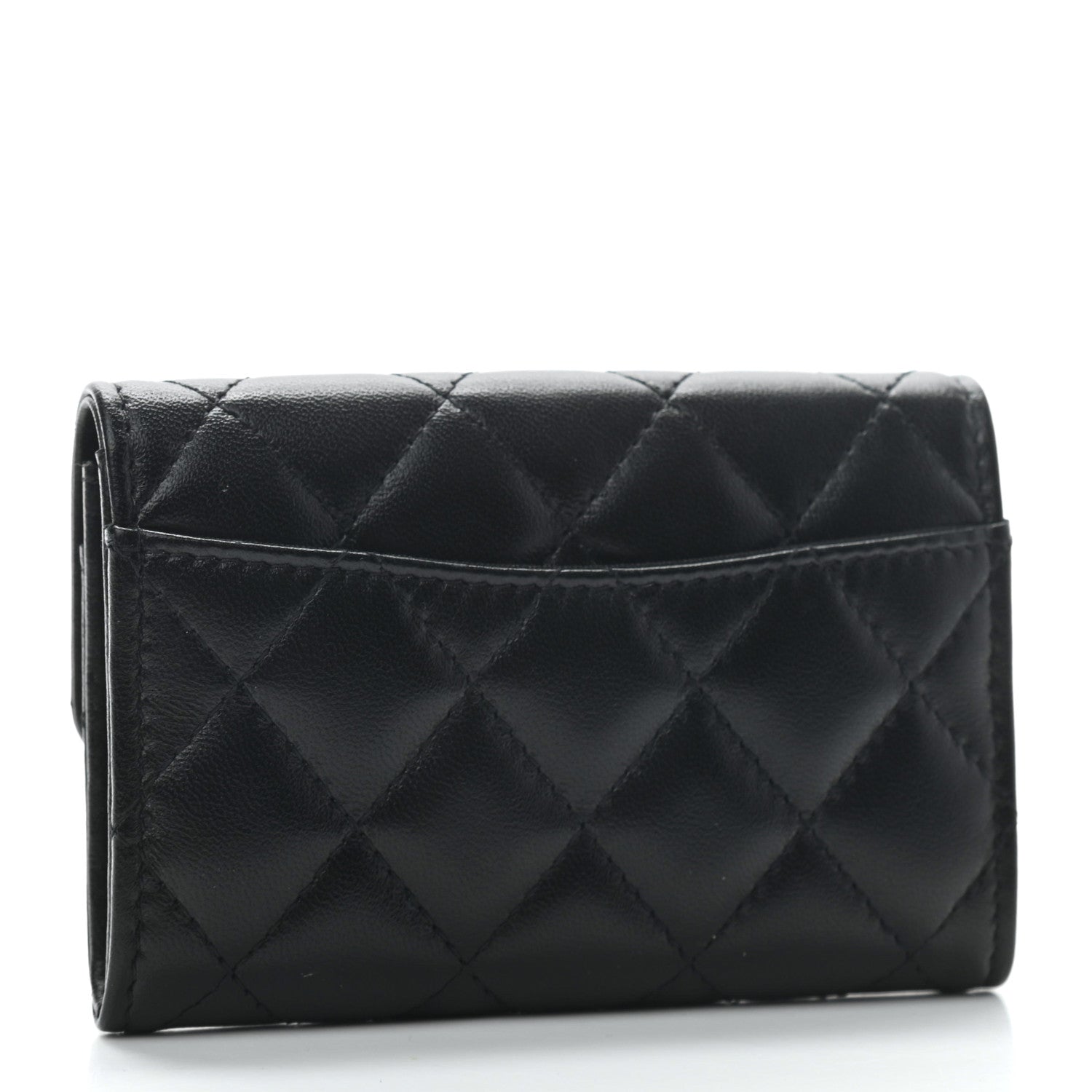 Chanel Lambskin Quilted Flap Card Holder Wallet So Black 3 of 6