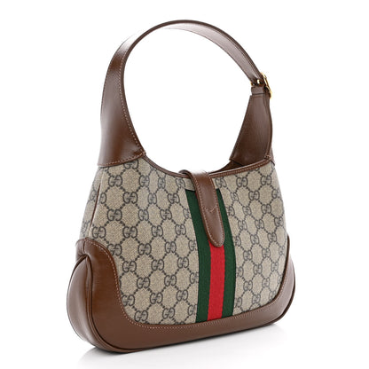 Gucci GG Supreme Monogram Azalea Calfskin Web Small Jackie 1961 Hobo Beige Ebony Brown Sugar 3 of 10