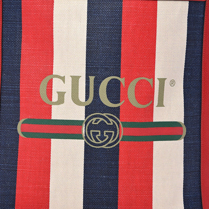 Gucci Canvas Calfskin Sylvie Stripe Logo Mens Tote Red White Blue 10 of 10